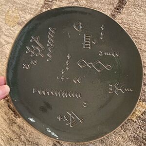 Set of 3 SW Stamped Glazed Stoneware Small Plates by Fringe Marks, 8" Round